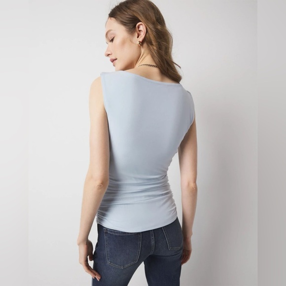 White House Black Market Surplice Mesh Top - Picture 2 of 4